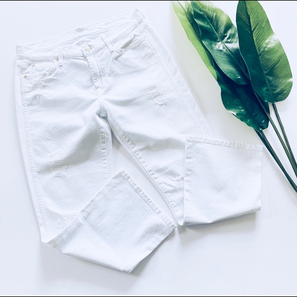 7 for all Mankind | White Cropped Boot Jeans 29